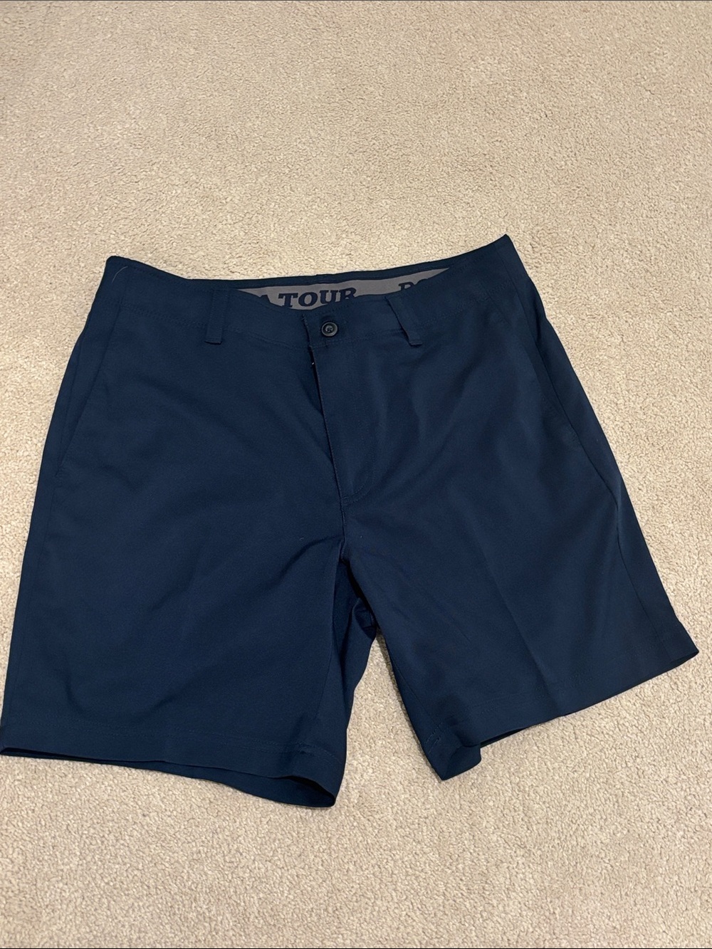 PGA Tour Navy Flat-Front Performance Golf Shorts